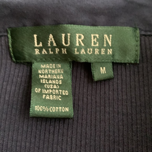 3-/$20 Lauren Ralph Lauren Navy Blue Ribbed Polo Top size Medium - Picture 3 of 5